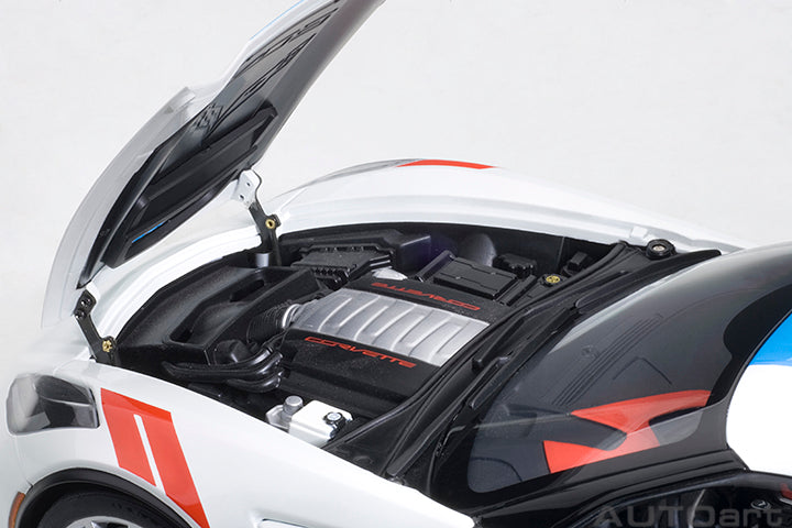 71271 CHEVROLET CORVETTE GRAND SPORT (ARCTIC WHITE/BLUE STRIPES/RED FENDER HASH MARKS)
