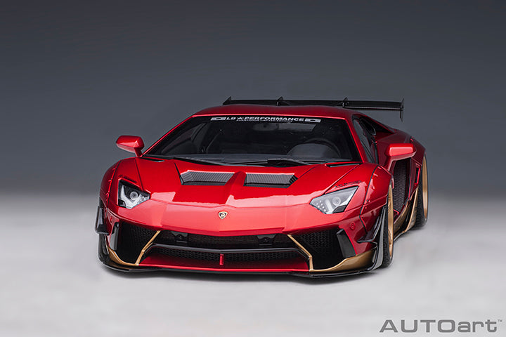 79182 LIBERTY WALK LB-WORKS LAMBORGHINI AVENTADOR LIMITED EDITION (HYPER RED/GOLD ACCENTS)