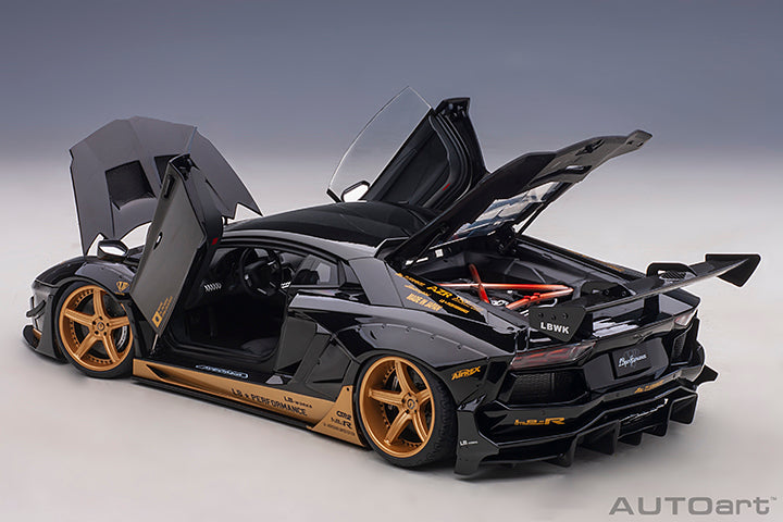 79184 LIBERTY WALK LB-WORKS LAMBORGHINI AVENTADOR LIMITED EDITION (GLOSS BLACK/GOLD ACCENTS)