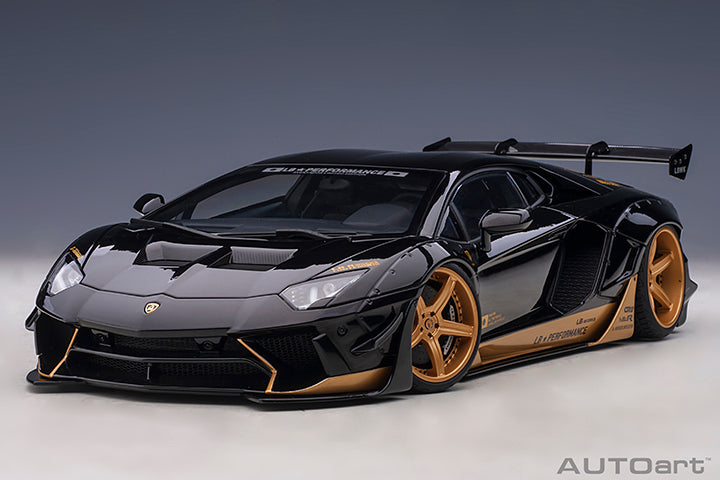 79184 LIBERTY WALK LB-WORKS LAMBORGHINI AVENTADOR LIMITED EDITION (GLOSS BLACK/GOLD ACCENTS)