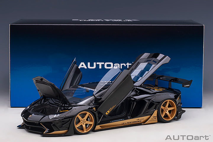 79184 LIBERTY WALK LB-WORKS LAMBORGHINI AVENTADOR LIMITED EDITION (GLOSS BLACK/GOLD ACCENTS)