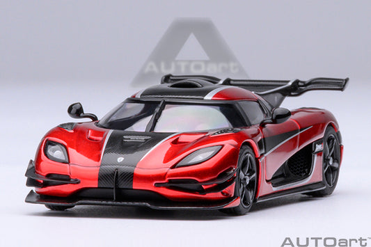 20040 KOENIGSEGG ONE : 1 (APPLE RED/CARBON FIBER/SILVER STRIPES)