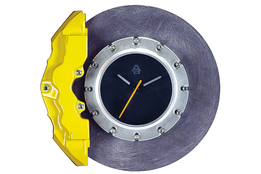 40542 CERAMIC BRAKE DISC CLOCK (YELLOW CALIPER / SILVER CENTRE ) (DIAMETER :320 MM)