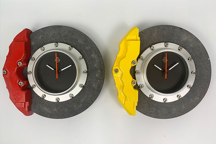 40542 CERAMIC BRAKE DISC CLOCK (YELLOW CALIPER / SILVER CENTRE ) (DIAMETER :320 MM)