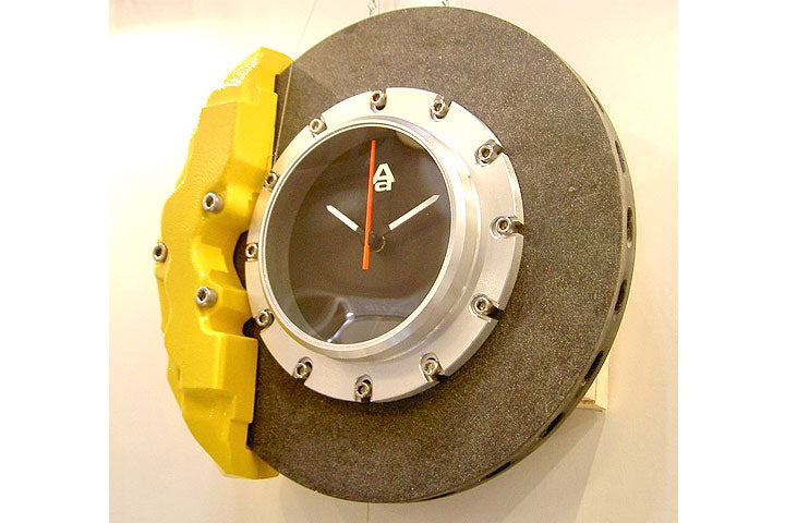 40542 CERAMIC BRAKE DISC CLOCK (YELLOW CALIPER / SILVER CENTRE ) (DIAMETER :320 MM)