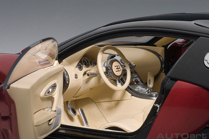70909 BUGATTI EB 16.4 VEYRON PRODUCTION CAR (INTERIOR IN BEIGE / BODY SHELL IN BLACK/RED)（LIMITED EDITION OF 1,200 PIECES WORLDWIDE)