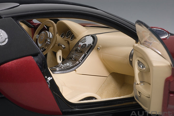 70909 BUGATTI EB 16.4 VEYRON PRODUCTION CAR (INTERIOR IN BEIGE / BODY SHELL IN BLACK/RED)（LIMITED EDITION OF 1,200 PIECES WORLDWIDE)