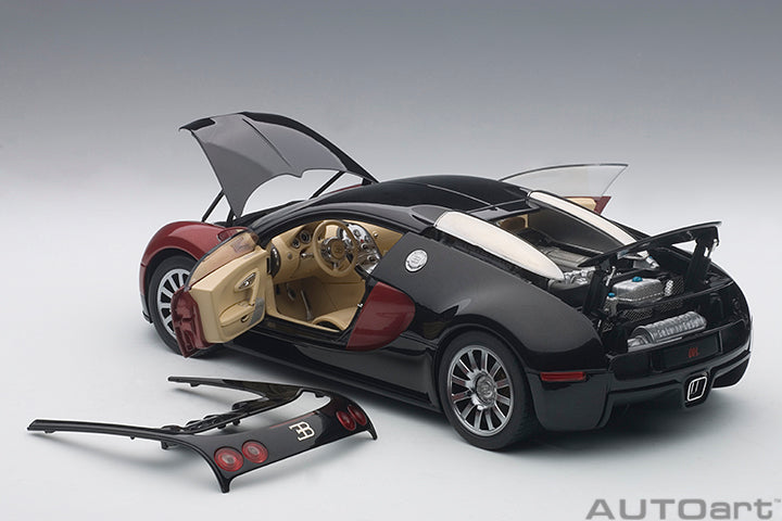 70909 BUGATTI EB 16.4 VEYRON PRODUCTION CAR (INTERIOR IN BEIGE / BODY SHELL IN BLACK/RED)（LIMITED EDITION OF 1,200 PIECES WORLDWIDE)