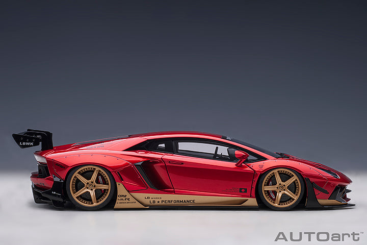 79182 LIBERTY WALK LB-WORKS LAMBORGHINI AVENTADOR LIMITED EDITION (HYPER RED/GOLD ACCENTS)