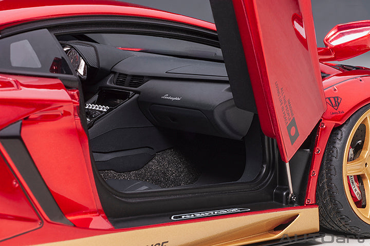 79182 LIBERTY WALK LB-WORKS LAMBORGHINI AVENTADOR LIMITED EDITION (HYPER RED/GOLD ACCENTS)