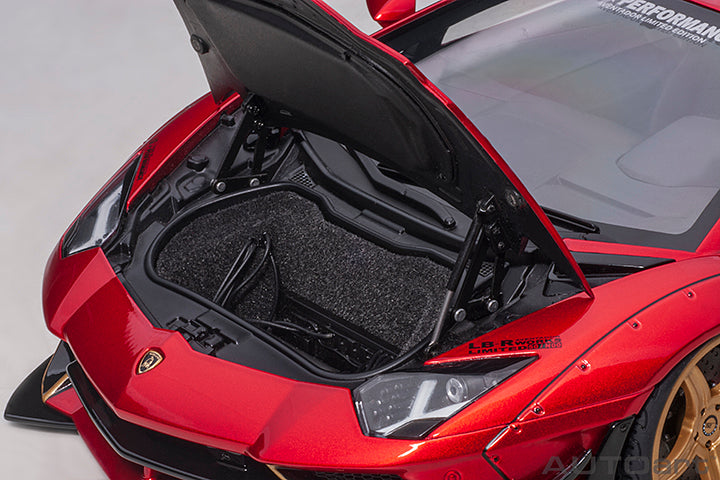 79182 LIBERTY WALK LB-WORKS LAMBORGHINI AVENTADOR LIMITED EDITION (HYPER RED/GOLD ACCENTS)