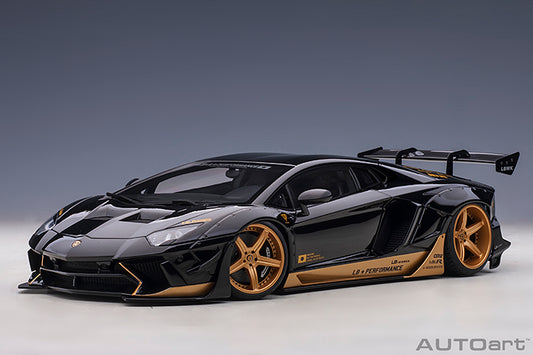 79184 LIBERTY WALK LB-WORKS LAMBORGHINI AVENTADOR LIMITED EDITION (GLOSS BLACK/GOLD ACCENTS)