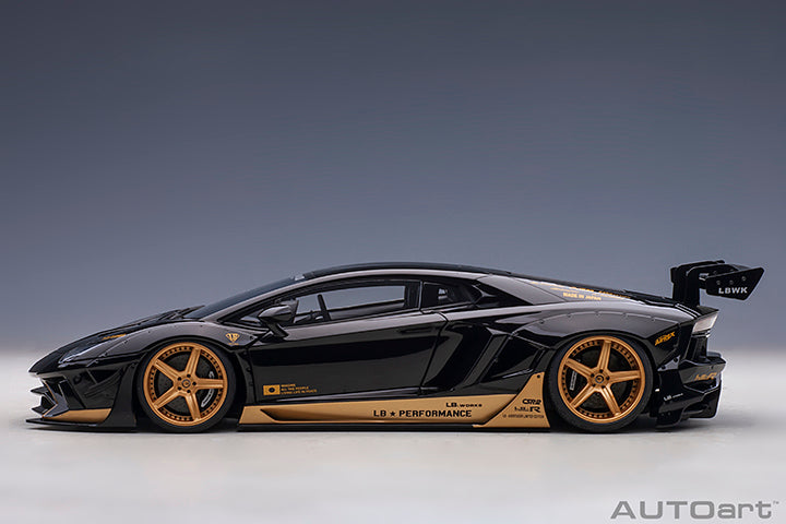 79184 LIBERTY WALK LB-WORKS LAMBORGHINI AVENTADOR LIMITED EDITION (GLOSS BLACK/GOLD ACCENTS)