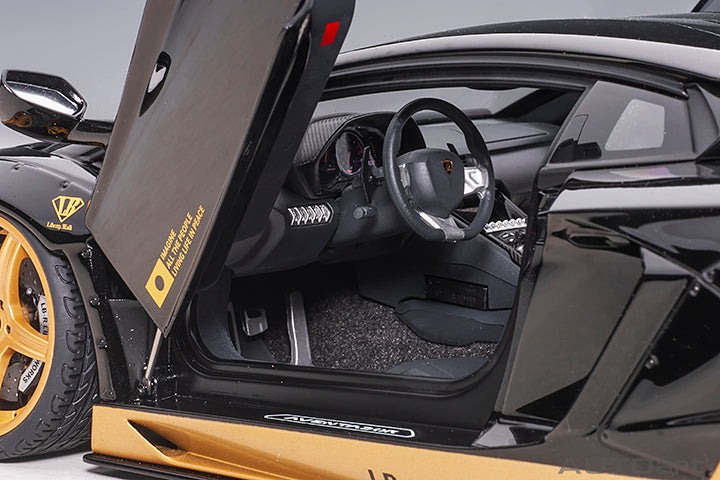 79184 LIBERTY WALK LB-WORKS LAMBORGHINI AVENTADOR LIMITED EDITION (GLOSS BLACK/GOLD ACCENTS)