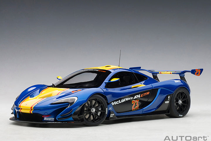 81542 McLAREN P1 GTR (METALLIC BLUE/YELLOW STRIPES)