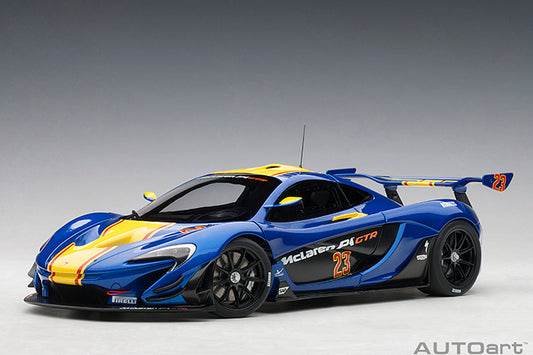 81542 McLAREN P1 GTR (METALLIC BLUE/YELLOW STRIPES)