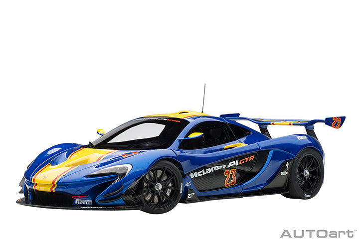 81542 McLAREN P1 GTR (METALLIC BLUE/YELLOW STRIPES)