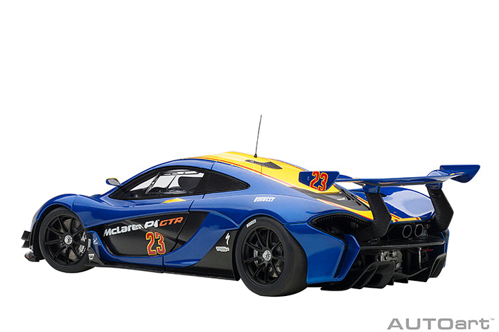 81542 McLAREN P1 GTR (METALLIC BLUE/YELLOW STRIPES)