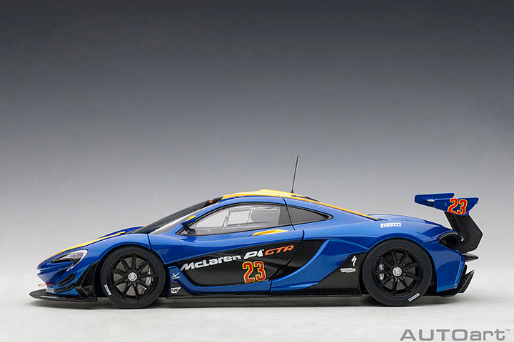 81542 McLAREN P1 GTR (METALLIC BLUE/YELLOW STRIPES)