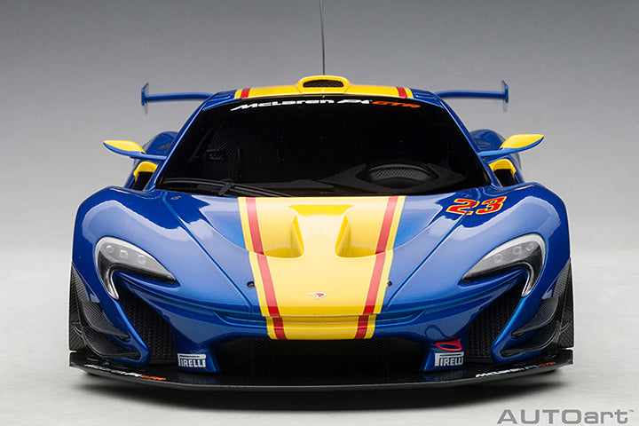 81542 McLAREN P1 GTR (METALLIC BLUE/YELLOW STRIPES)