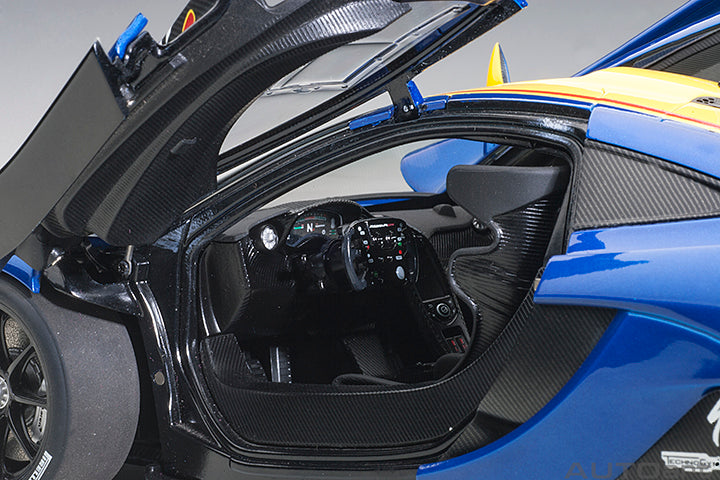 81542 McLAREN P1 GTR (METALLIC BLUE/YELLOW STRIPES)