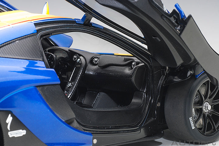 81542 McLAREN P1 GTR (METALLIC BLUE/YELLOW STRIPES)