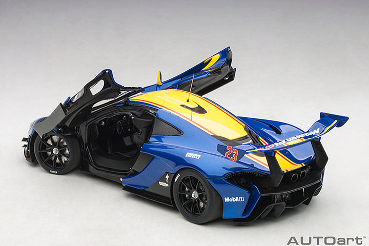 81542 McLAREN P1 GTR (METALLIC BLUE/YELLOW STRIPES)