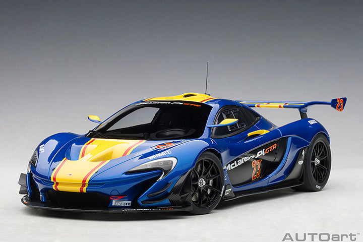 81542 McLAREN P1 GTR (METALLIC BLUE/YELLOW STRIPES)