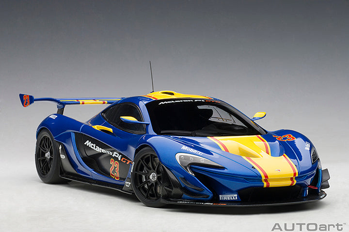 81542 McLAREN P1 GTR (METALLIC BLUE/YELLOW STRIPES)