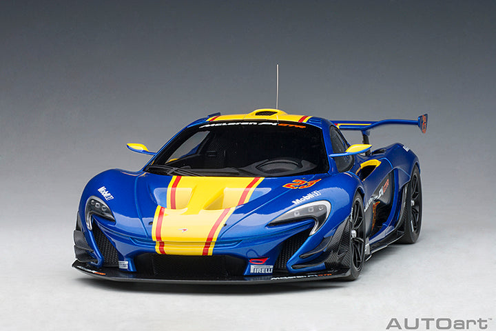81542 McLAREN P1 GTR (METALLIC BLUE/YELLOW STRIPES)